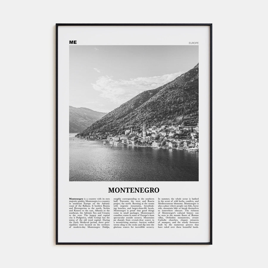 Montenegro Poster None / 8x12 in Nbourhood Travel B&W Poster