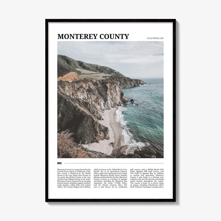 Monterey County Travel Poster, framed poster mockup