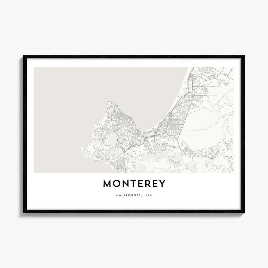 Monterey, California Map Poster, framed poster mockup