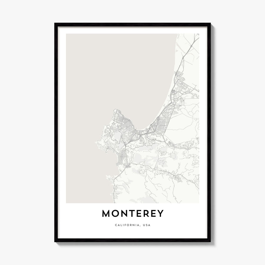 Monterey, California Map Poster, framed poster mockup