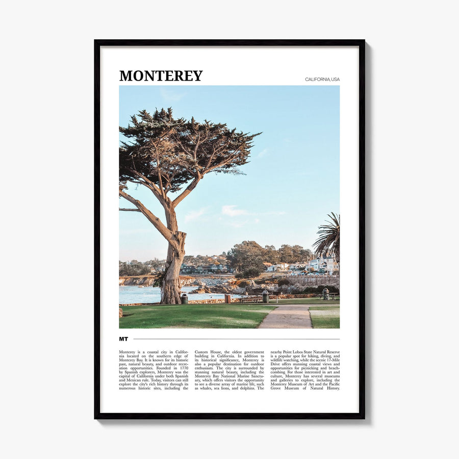 Monterey, California Travel Poster, framed poster mockup