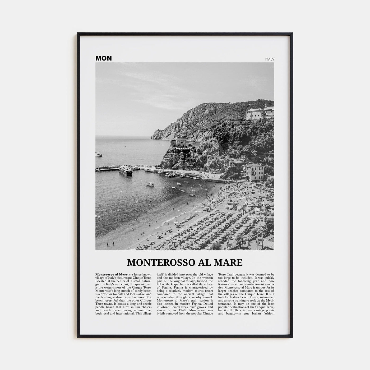 Monterosso al Mare Poster None / 8x12 in Nbourhood Travel B&W Poster