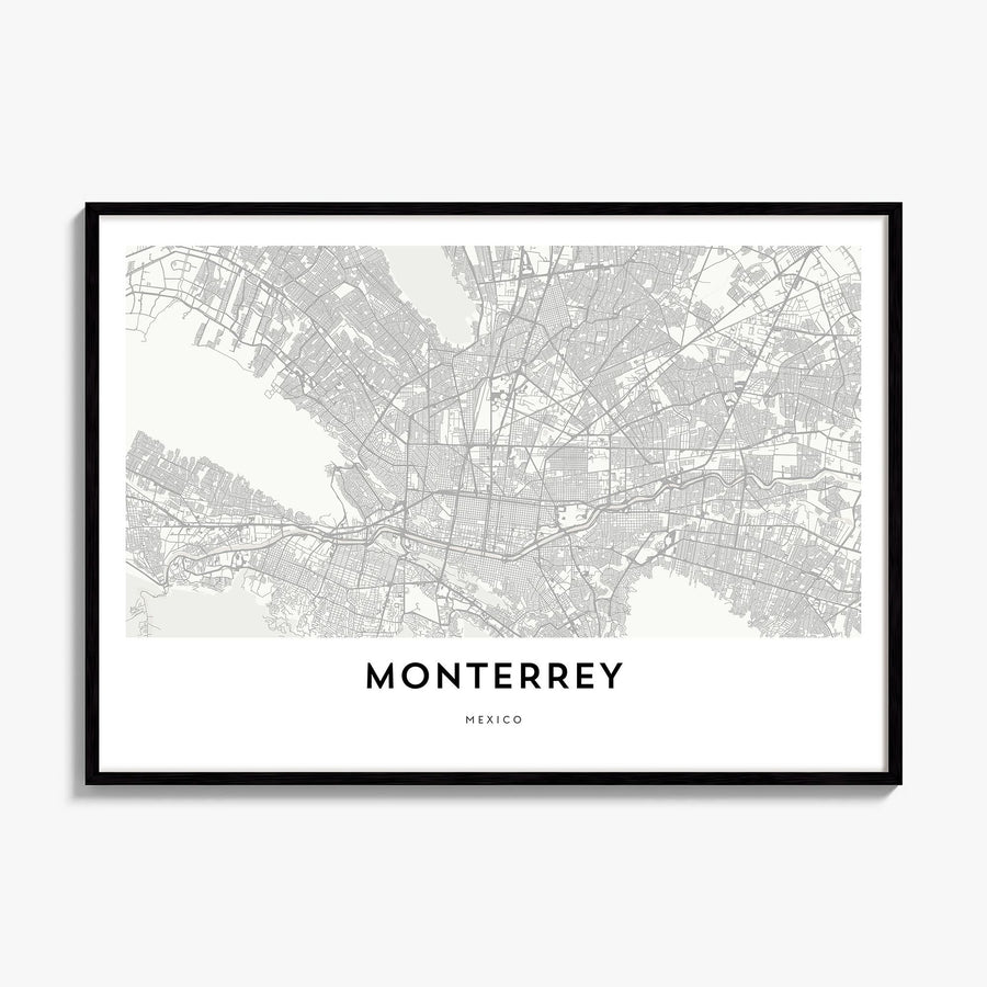 Monterrey Map Poster, framed poster mockup