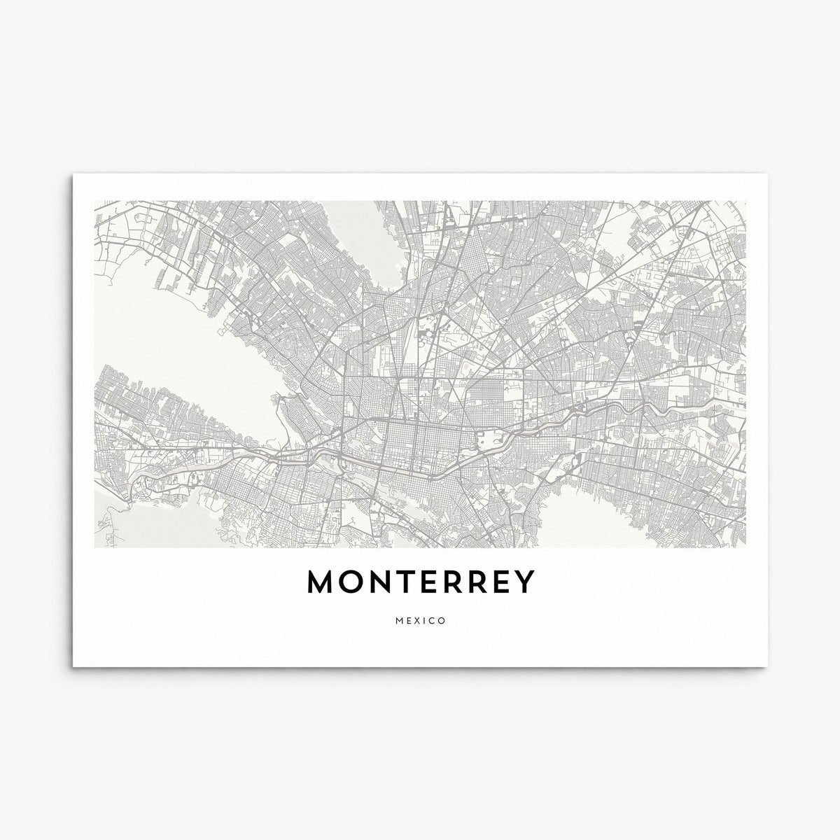 Monterrey Map Poster, print only (unframed)