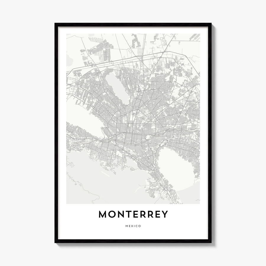 Monterrey Map Poster, framed poster mockup