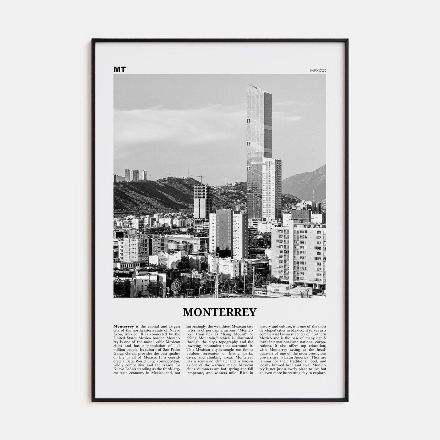 Monterrey No 1 Poster None / 8x12 in Nbourhood Travel B&W Poster