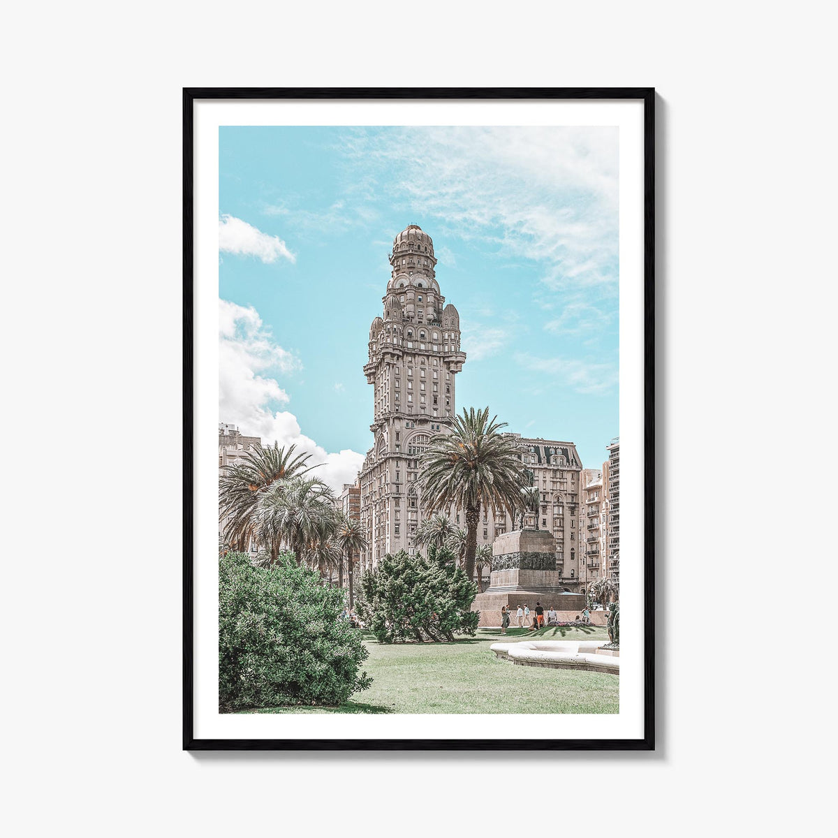 Montevideo colorful photo poster of Uruguay – vertical wall art, unframed print shown in interior mockup