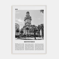 Montevideo Poster White Wood / 8x12 in Nbourhood Travel B&W Poster