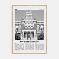 Montgomery County Poster Natural Wood / 8x12 in Nbourhood Travel B&W Poster