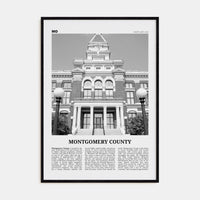 Montgomery County Poster Black Wood / 8x12 in Nbourhood Travel B&W Poster