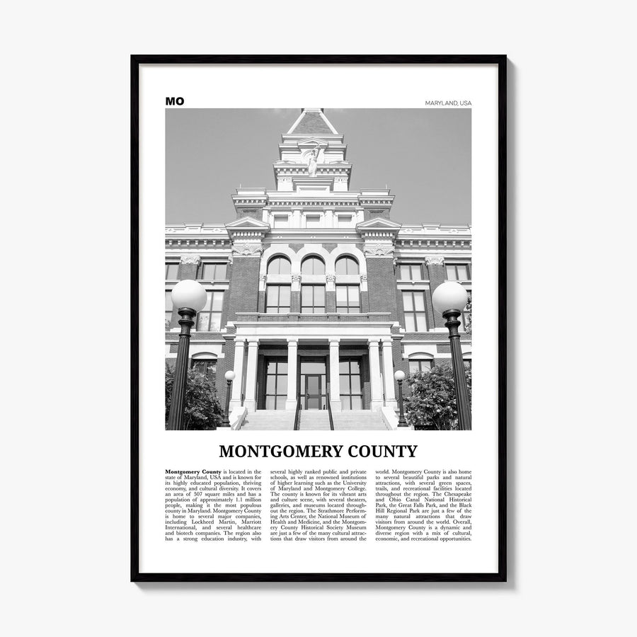 Montgomery County, Maryland Newspaper Poster, framed poster mockup