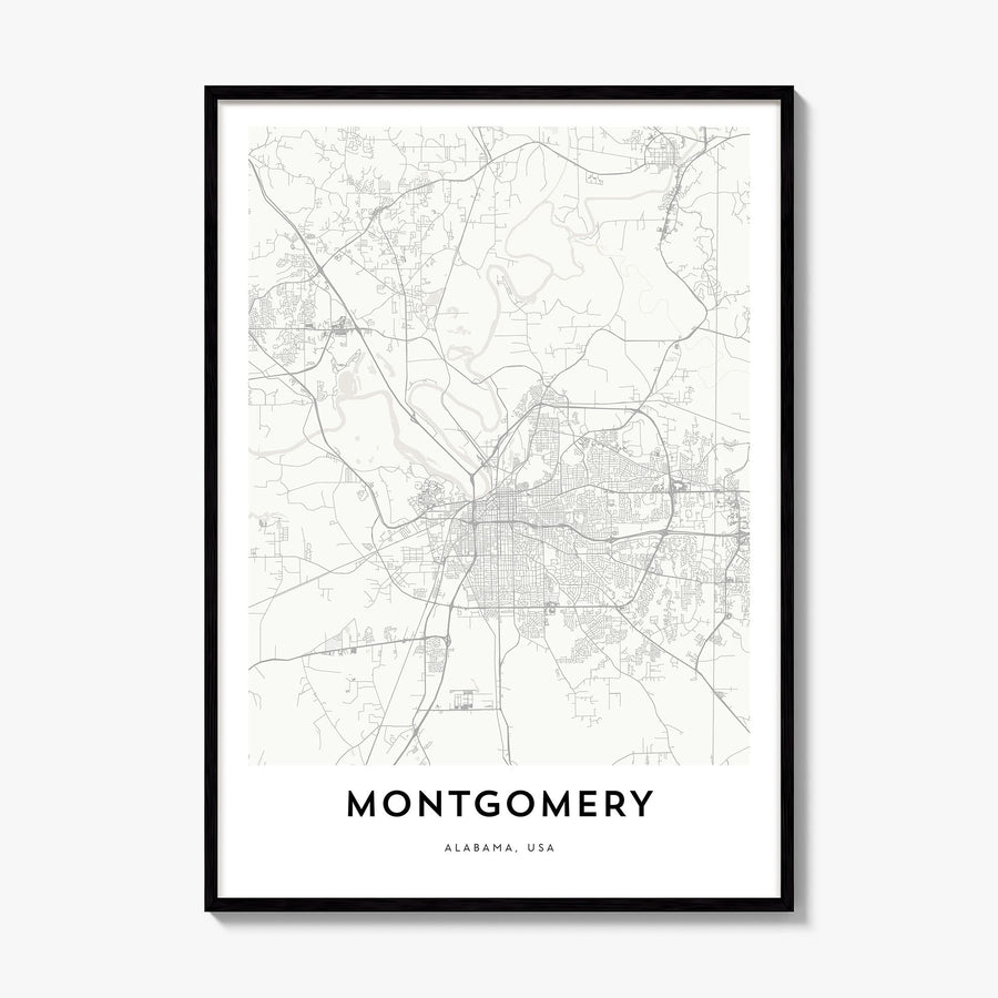 Montgomery Map Poster, framed poster mockup