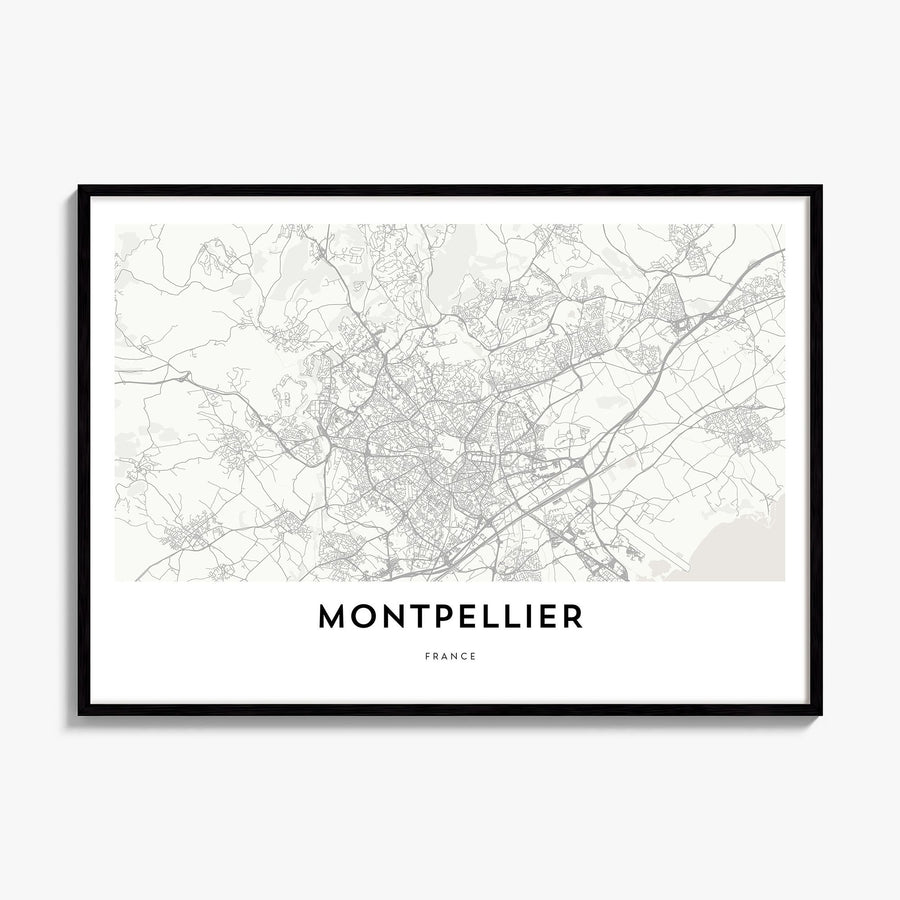 Montpellier Map Poster, framed poster mockup