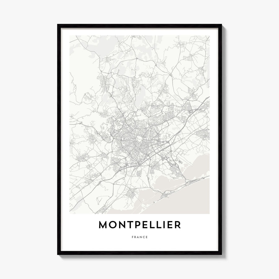 Montpellier Map Poster, framed poster mockup