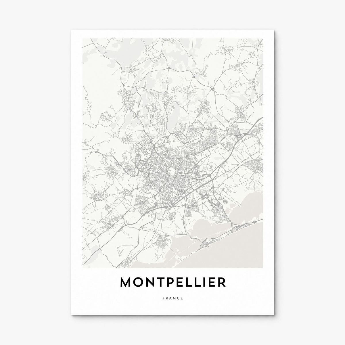 Montpellier Map Poster, print only (unframed)