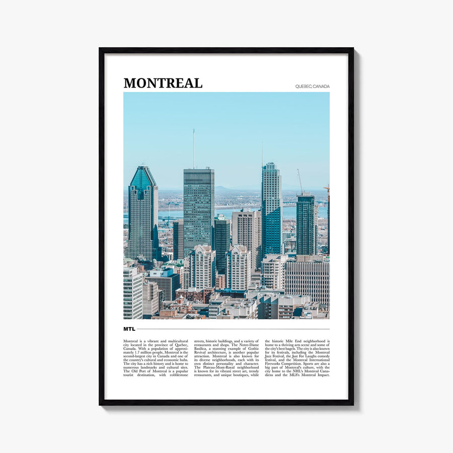 Montreal no. 2 colorful travel poster of Quebec, Canada – vertical wall art, unframed print shown in interior mockup