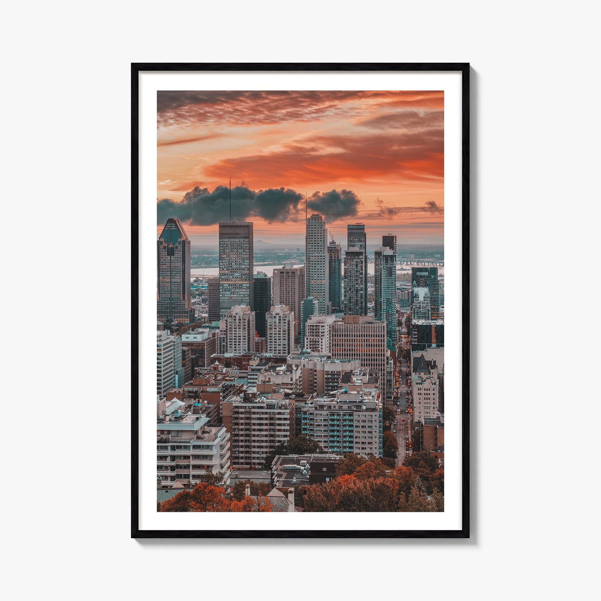 Montreal no. 3 colorful photo poster of Quebec, Canada – vertical wall art, unframed print shown in interior mockup