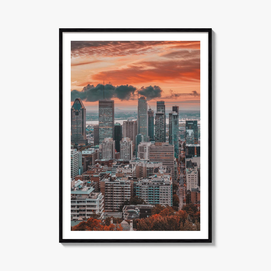 Montreal no. 3 colorful photo poster of Quebec, Canada – vertical wall art, unframed print shown in interior mockup