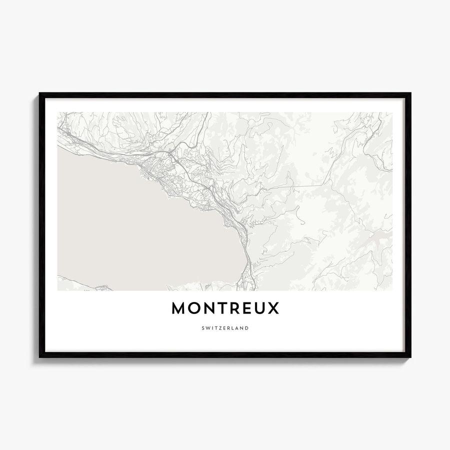 Montreux Map Poster, framed poster mockup