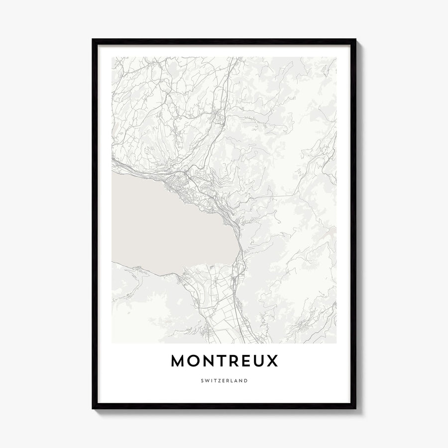 Montreux Map Poster, framed poster mockup