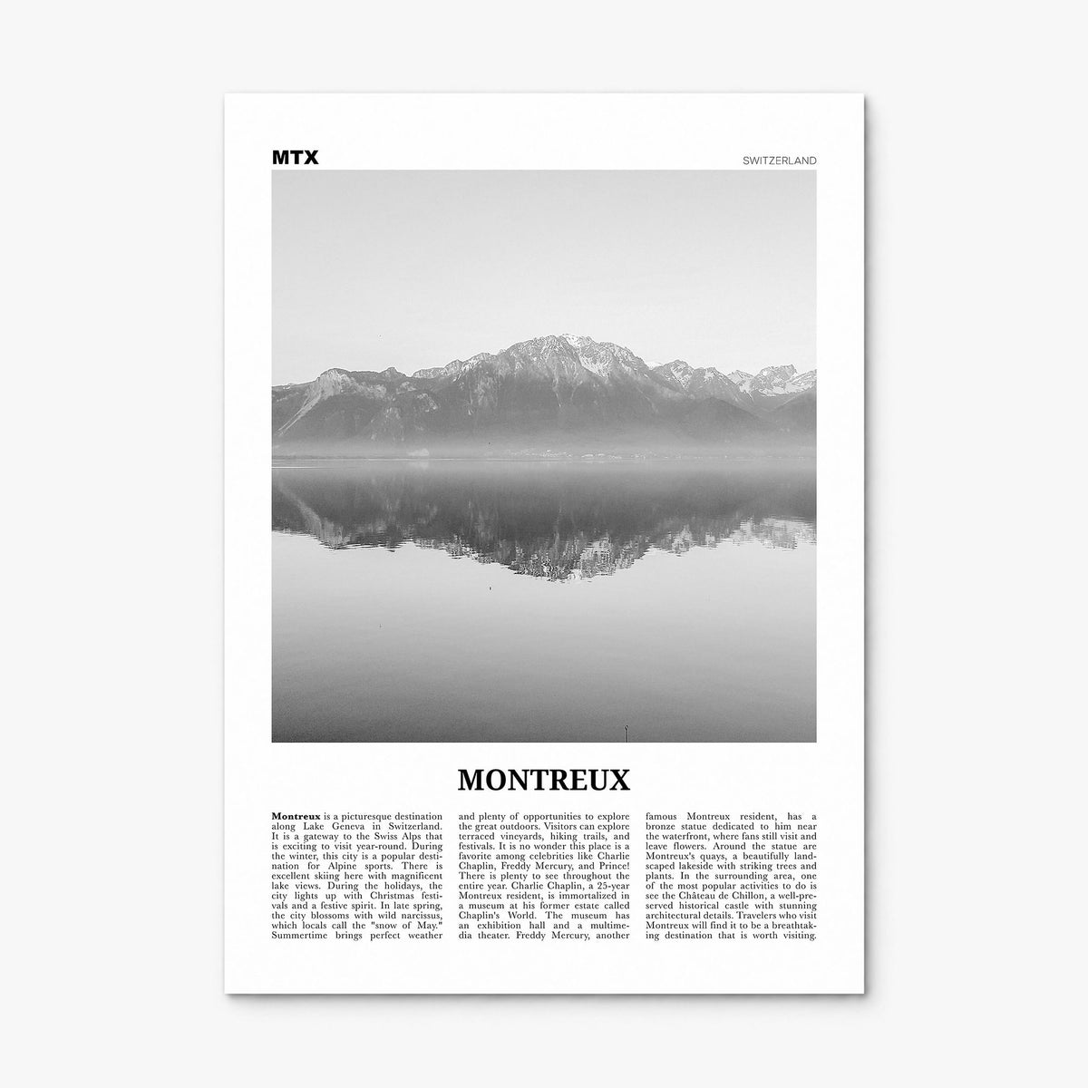 Montreux Newspaper Poster, print only (unframed)