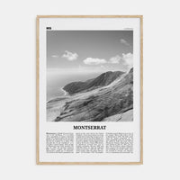 Montserrat, Caribbean Poster Natural Wood / 8x12 in Nbourhood Travel B&W Poster