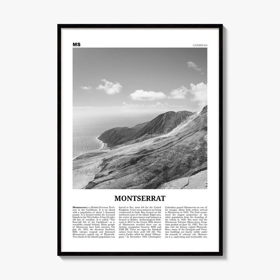 Montserrat, Caribbean Newspaper Poster, framed poster mockup