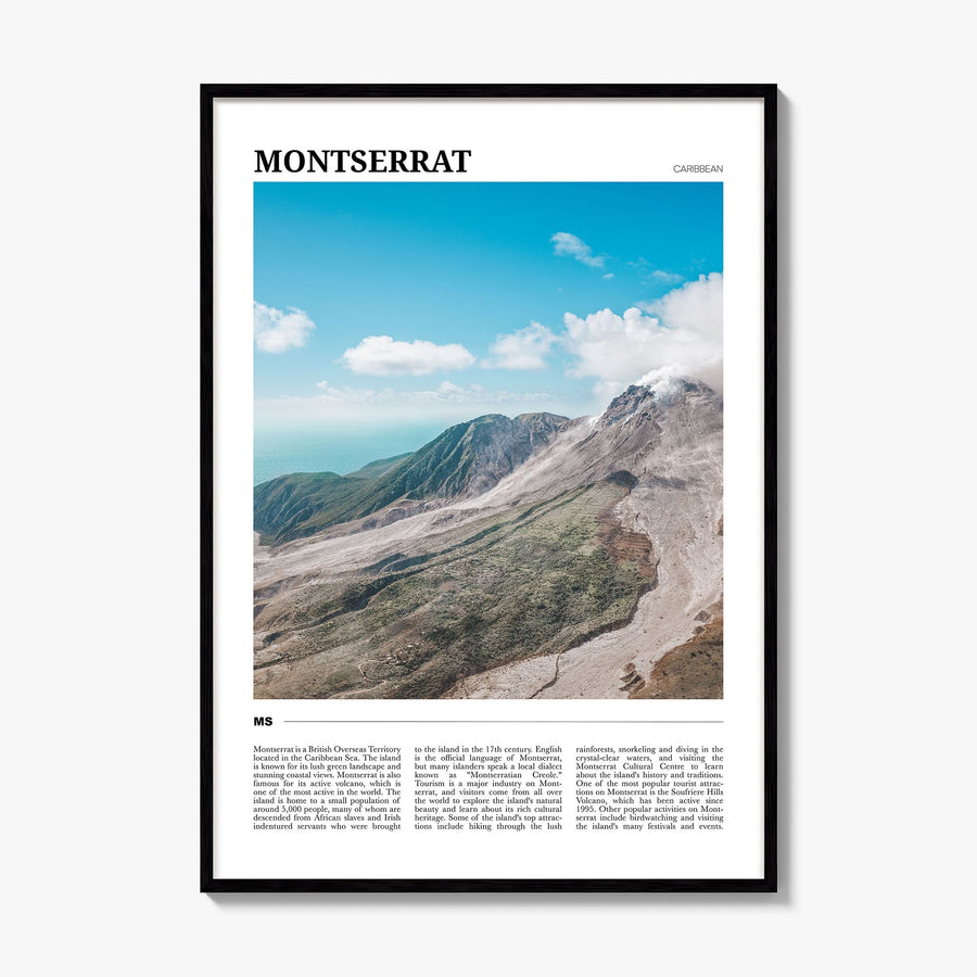 Montserrat, Caribbean Travel Poster, framed poster mockup