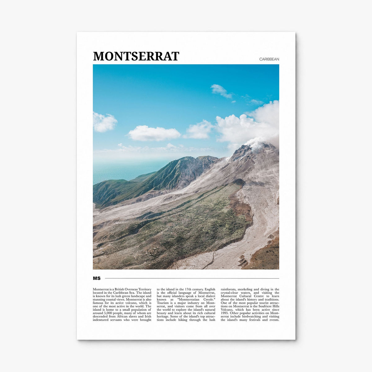 Montserrat, Caribbean Travel Poster, print only (unframed)