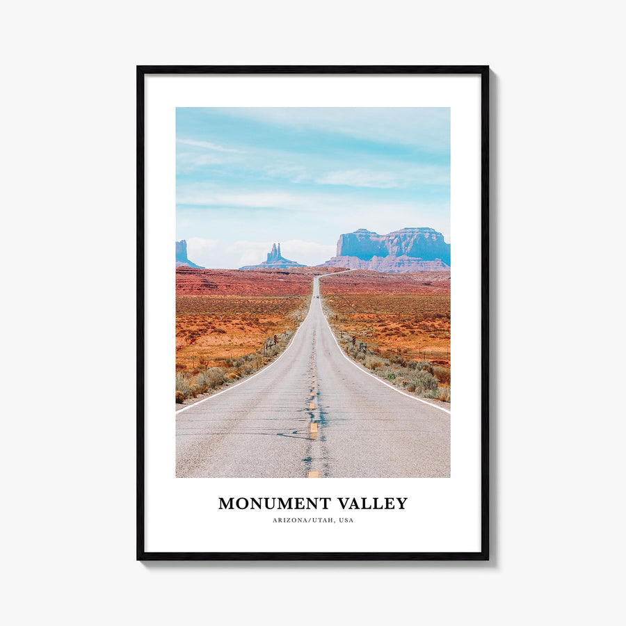 Monument Valley colorful classic poster of Utah & Arizona, USA – vertical wall art, unframed print shown in interior mockup