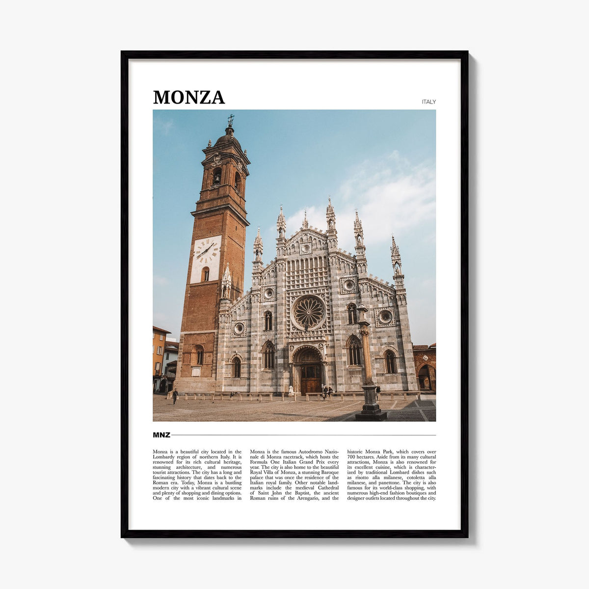 Monza Travel Poster, framed poster mockup