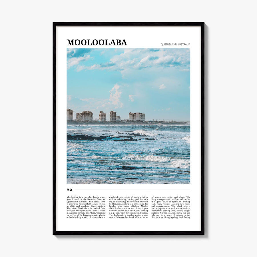 Mooloolaba Travel Poster, framed poster mockup
