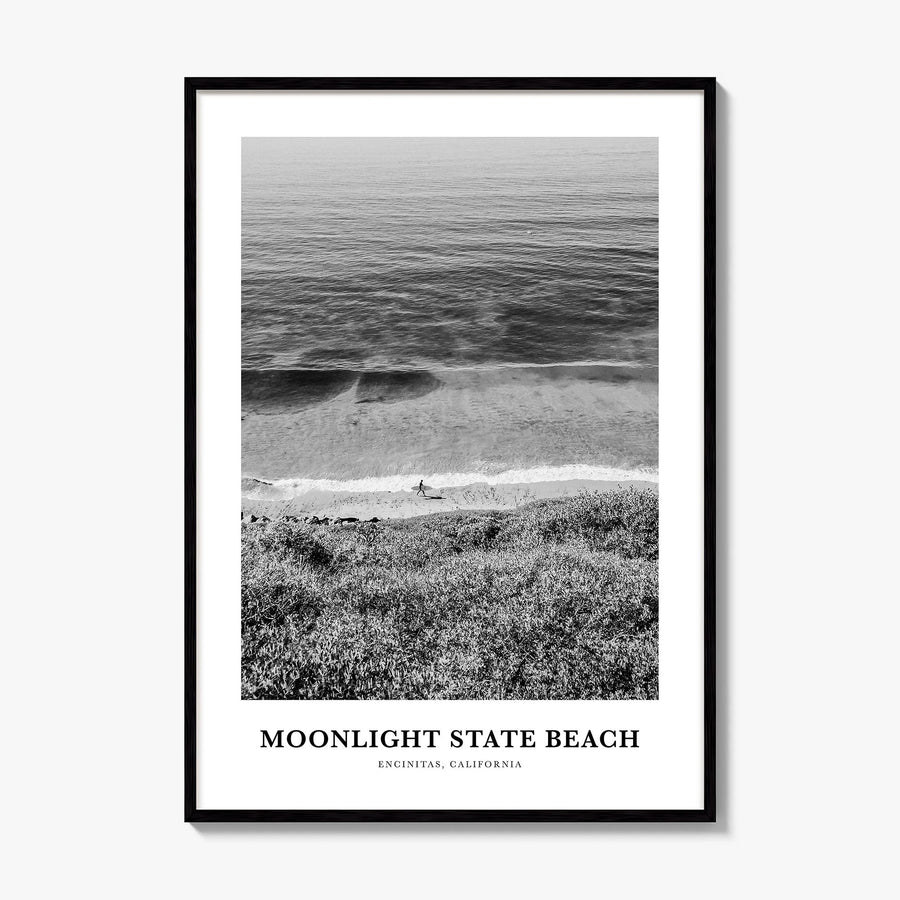 Moonlight State Beach Classic Poster, framed poster mockup
