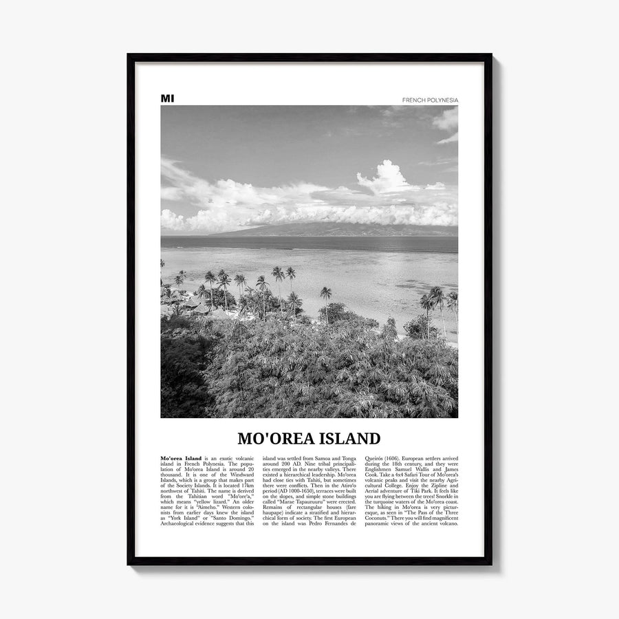 Moorea Island Newspaper Poster, framed poster mockup