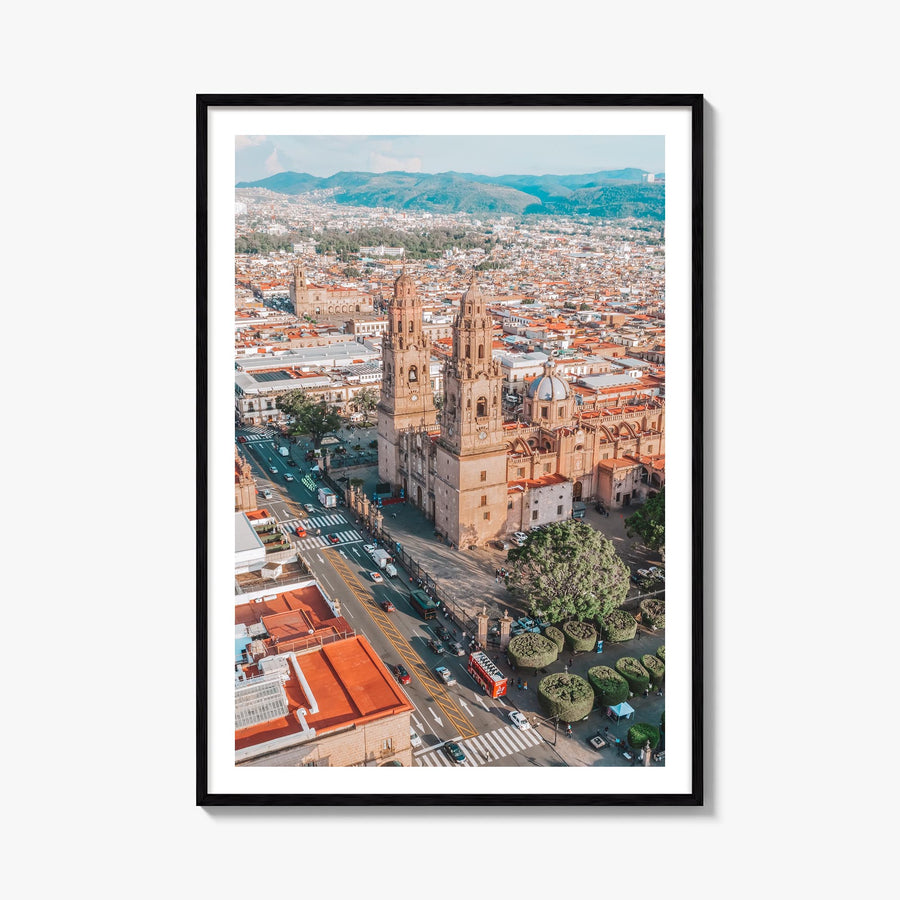 Morelia colorful photo poster of Mexico – vertical wall art, unframed print shown in interior mockup