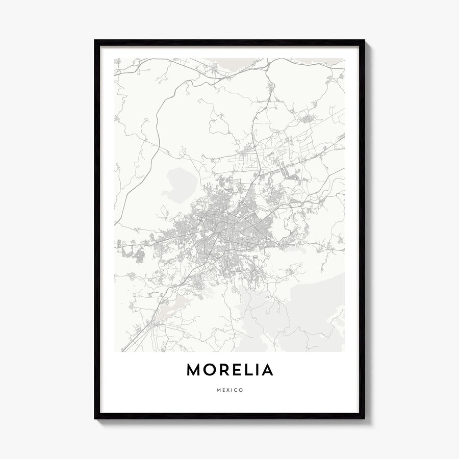 Morelia Map Poster, framed poster mockup
