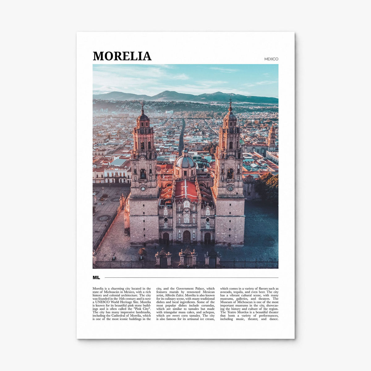 Morelia Travel Poster, print only (unframed)