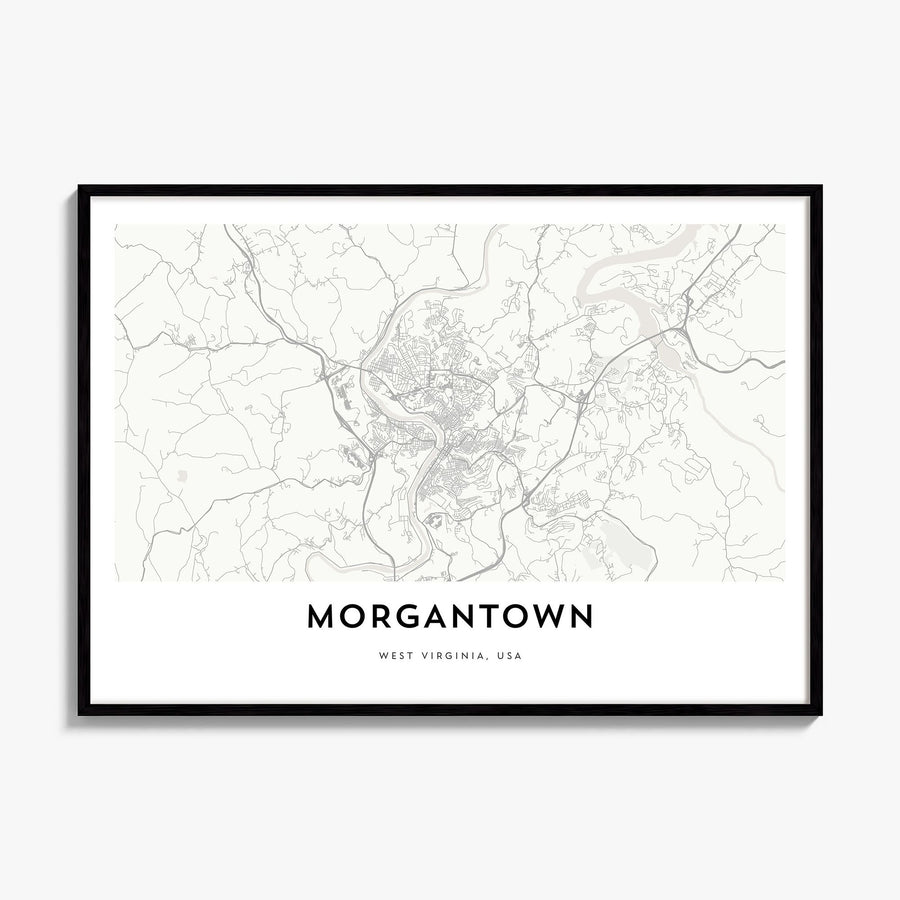 Morgantown Map Poster, framed poster mockup