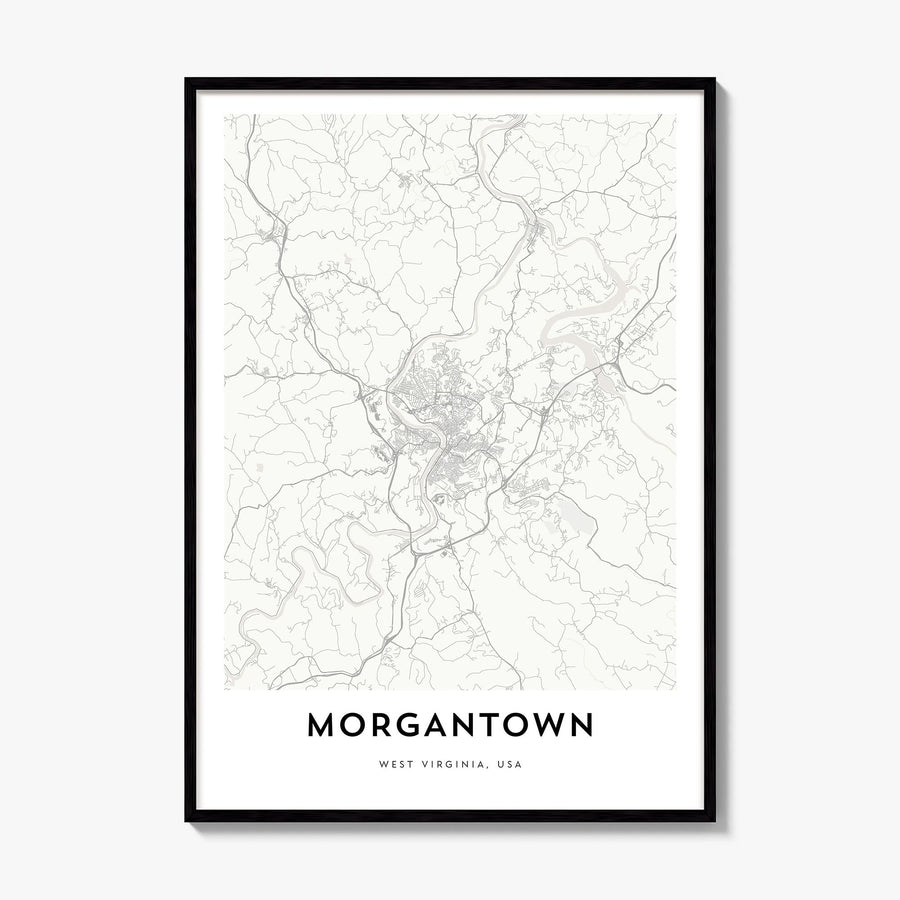 Morgantown Map Poster, framed poster mockup