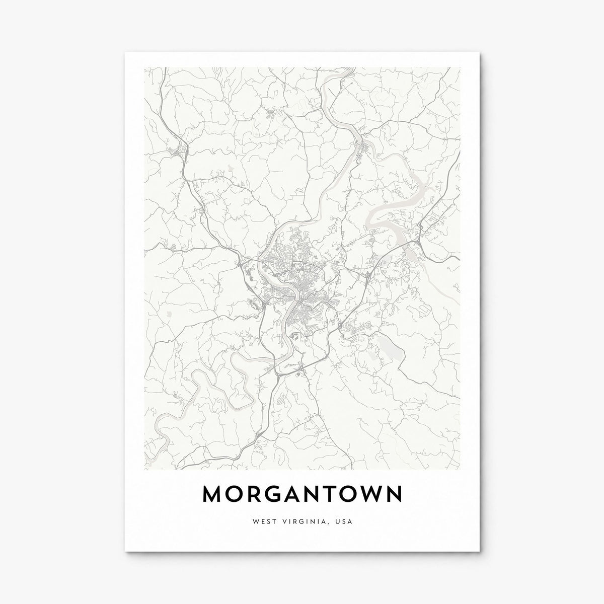 Morgantown Map Poster, print only (unframed)