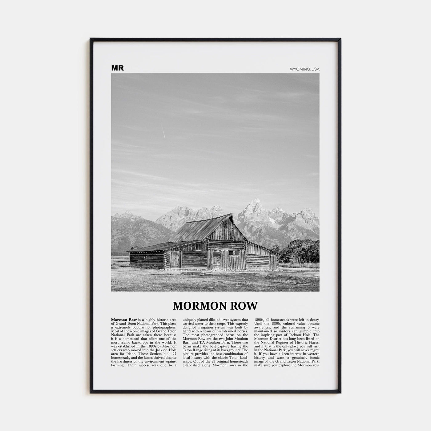 Mormon Row Poster None / 8x12 in Nbourhood Travel B&W Poster