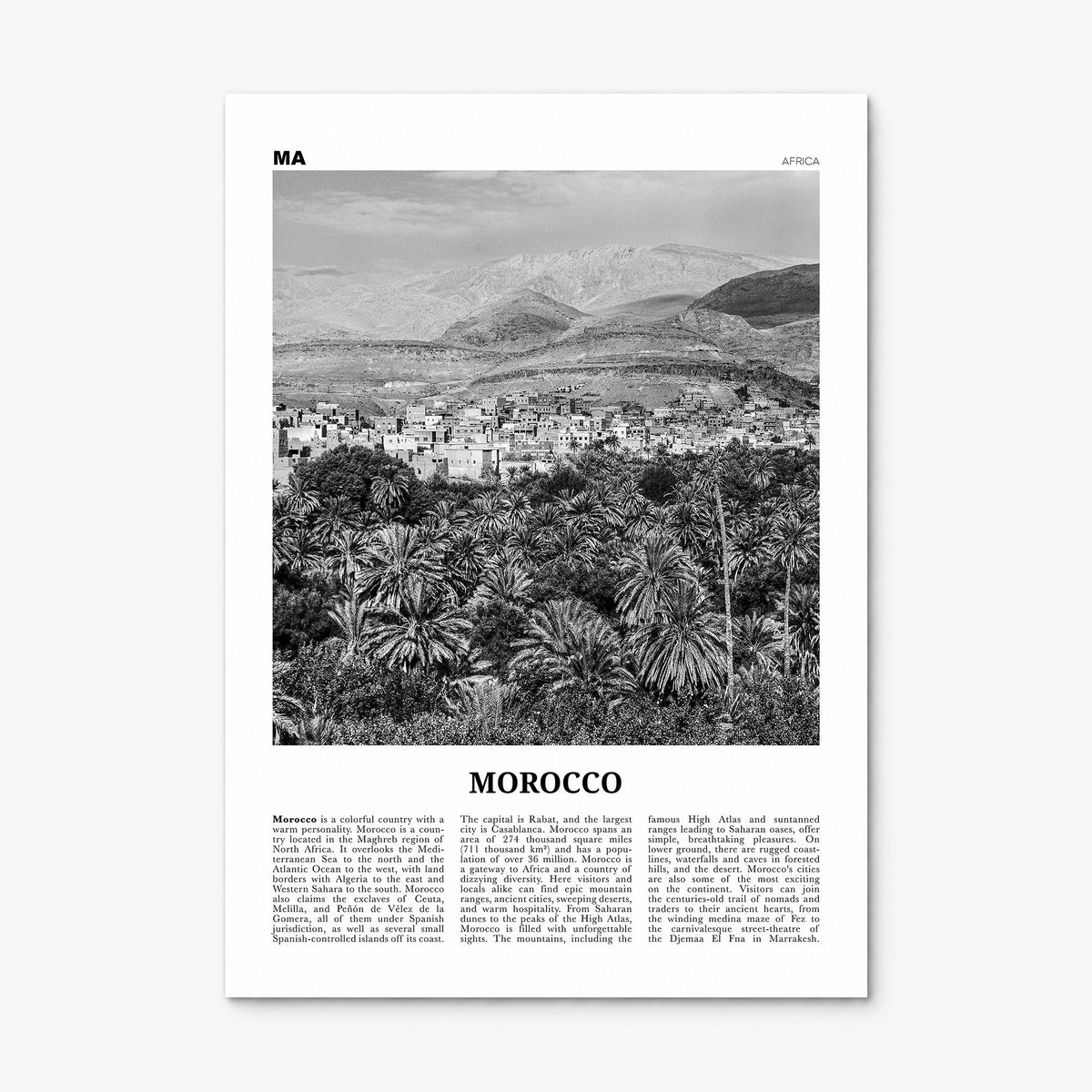 Morocco Newspaper Poster, print only (unframed)