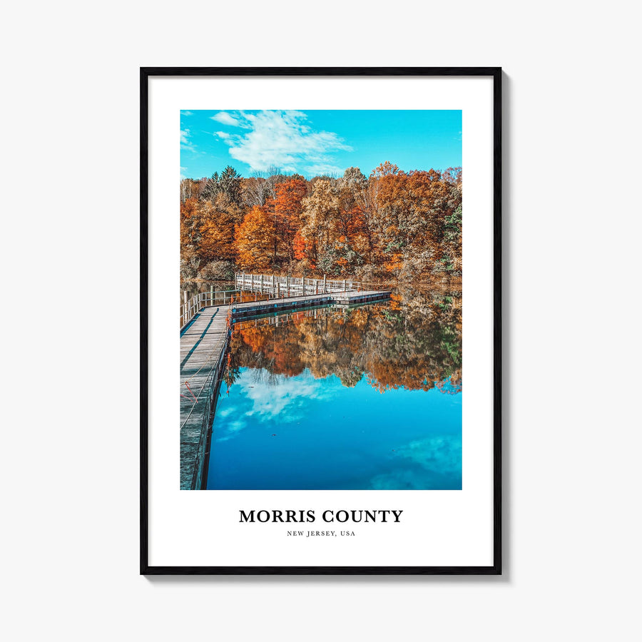 Morris County colorful classic poster of New Jersey, USA – vertical wall art, unframed print shown in interior mockup