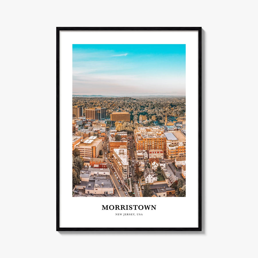 Morristown colorful classic poster of New Jersey, USA – vertical wall art, unframed print shown in interior mockup
