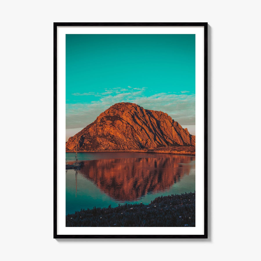 Morro Bay Photo No 1 Poster, framed poster mockup, white border
