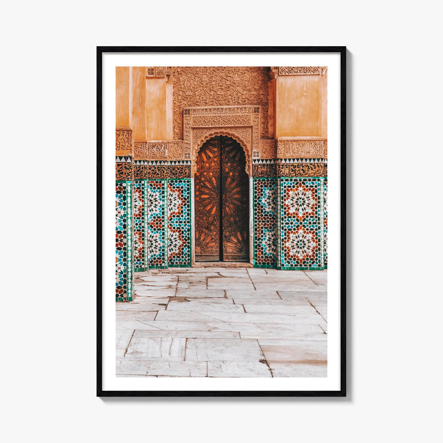 Mosaic Tiles colorful photo poster – vertical wall art, unframed print shown in interior mockup