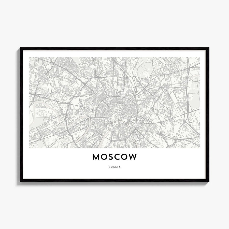 Moscow, Russia Map Poster, framed poster mockup