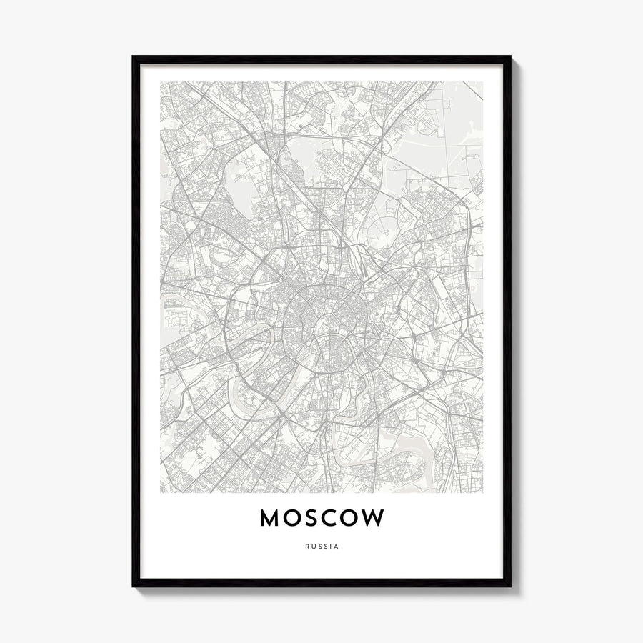 Moscow, Russia Map Poster, framed poster mockup