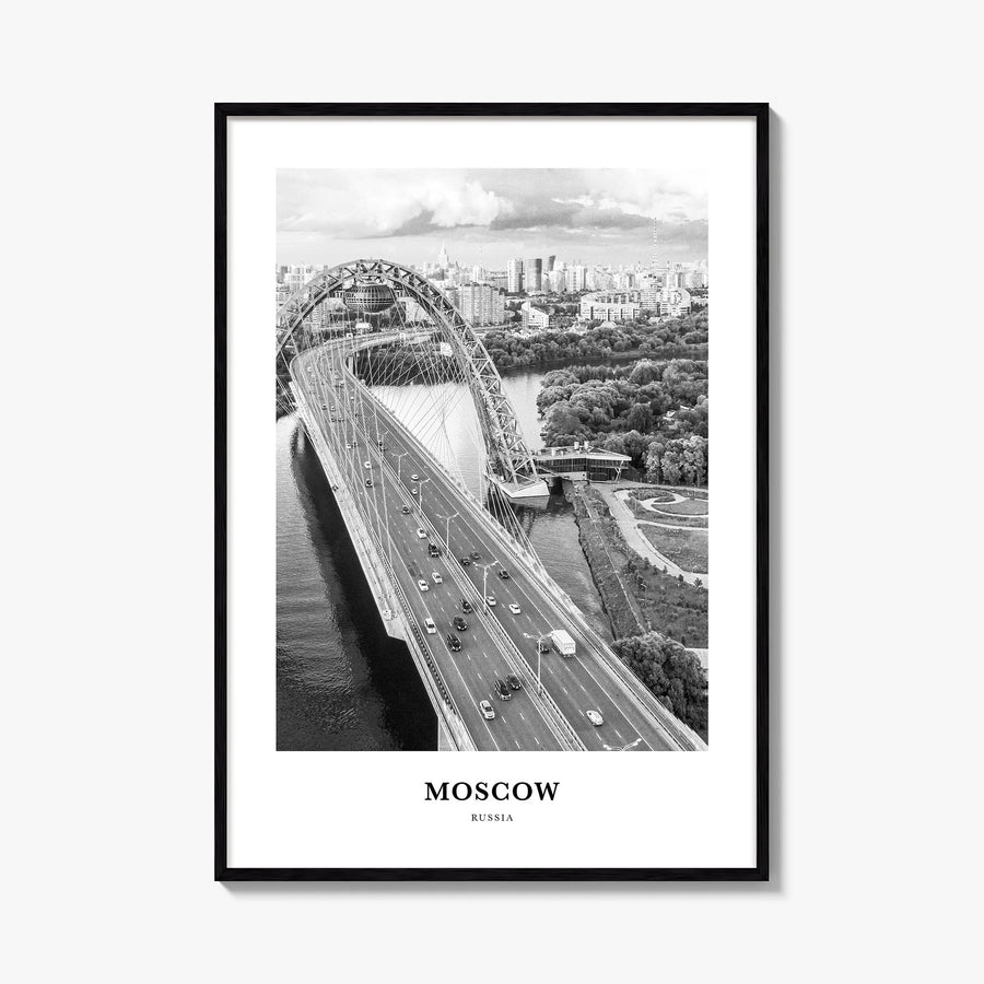 Moscow, Russia no. 1 black & white classic poster of Russia – vertical wall art, unframed print shown in interior mockup