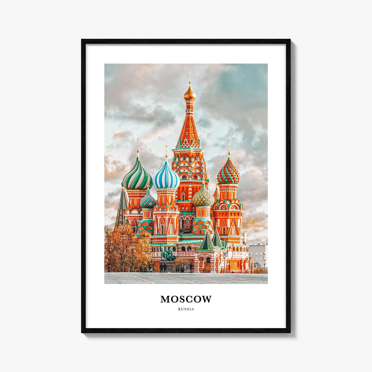 Moscow, Russia no. 1 colorful classic poster of Russia – vertical wall art, unframed print shown in interior mockup